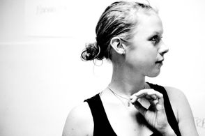 Still of Victoria Bavister, in rehearsals for The Biting Point.