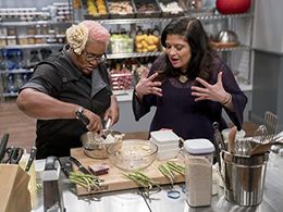 Samone Lett and Alex Guarnaschelli in Food Network Star (2005)