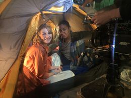 Jessica Ruth Bell and Phillip Andre Botello on the set of As Real As You Make It.