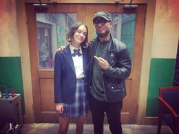 Pete Chatmon on the set of Atypical 208 with Brigette Lundy-Paine.