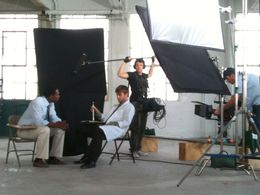 Dingani Beza and Olev Aleksander on the set of Asylum (2010)