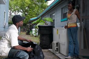 Dashawn Barnes and Jamie Hector on set of Just Another Day