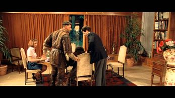 Jean Reno, Christian Bujeau, and Valérie Lemercier in The Visitors (1993)