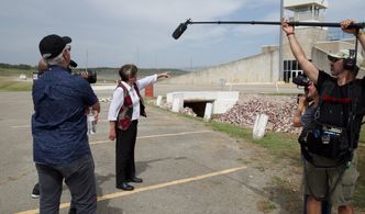 Interviewing Sister Helen Prejean outside of death row in Oklahoma