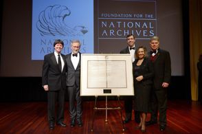 Foundation for the National Archives Board Vice President and Gala Chair Ken Burns, filmmaker and honoree Steven Spielbe