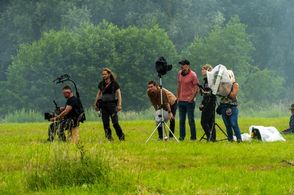 On set of WOlves of War with Stuart White, Oscar Garth, Joe Stringer, Elin Martinsen and Sophie G