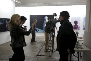 Lisa Kirk Colburn directing Gottfried Helnwein in his LA studio in Jan. 2011.