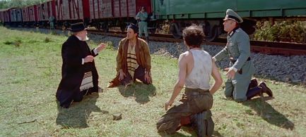 Lionel Abelanski, Clément Harari, Serge Kribus, and Rufus in Train of Life (1998)