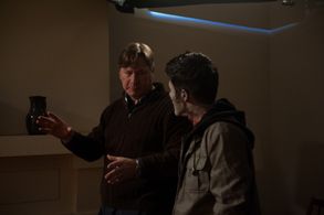 Duane Journey working with stunt actor on Hansel & Gretel Get Baked