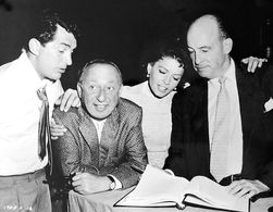 Dean Martin, Eva Bartok, Joe Pasternak, and Richard Thorpe in Ten Thousand Bedrooms (1957)