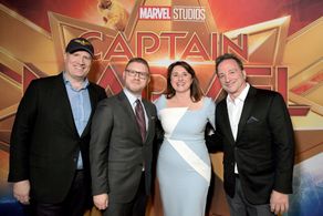 Victoria Alonso, Louis D'Esposito, Kevin Feige, and Jonathan Schwartz at an event for Captain Marvel (2019)