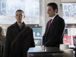 Toby Leonard Moore and Asia Kate Dillon in Billions (2016)