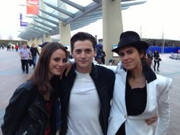 Francesca Gregorini, Kaya Scodelario and Aneurin Barnard outside of The O2 before the Sundance London 2013 Premiere of E
