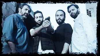Hamza KADRI surrounded by Moussa Maaskri, Assaad Bouab, and Amine Talidi for the Television series ELGHOUL on Medi 1tv.