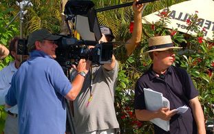 On set of Hiding Victoria