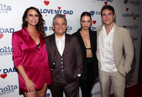 Amy Landecker, Patton Oswalt, James Morosini, and Claudia Sulewski at an event for I Love My Dad (2022)