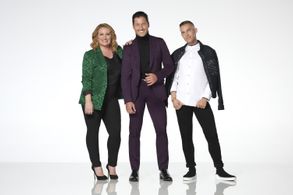 Mandy Moore, Val Chmerkovskiy, and Adam Rippon in Dancing with the Stars: Juniors (2018)