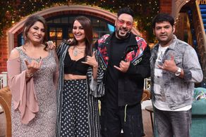 Archana Puran Singh, Sonakshi Sinha, Kapil Sharma, and Badshah in The Kapil Sharma Show: Sonakshi Sinha & Badshah (2019)