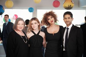 The cast of A Nice Girl Like You: Mindy Cohn, Lucy Hale, Jackie Cruz, Adhir Kalyan