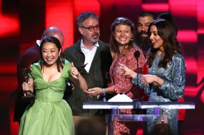 Andrew Miano, Peter Saraf, Aubrey Plaza, Daniele Tate Melia, and Lulu Wang