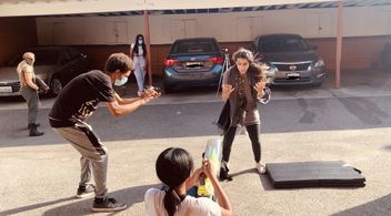 Nate Lyles on set of 