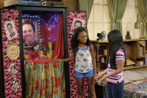 Charles Esten, Skai Jackson, and Nina Lu in Bunk'd (2015)