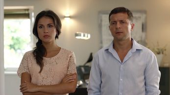Volodymyr Zelenskyy and Anastasiya Chepelyuk in Servant of the People 2 (2016)