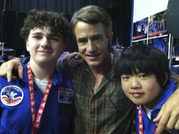 Still Michael Zhang (The Avengers) with Dermot Mulroney and Nicholas Lobue on set (Space Warriors)