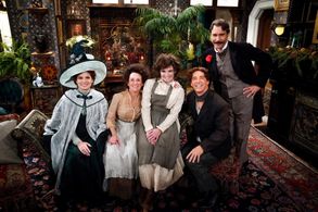 Sean Hayes, Eric McCormack, Debra Messing, Megan Mullally, and Jett Wilder in Will & Grace (1998)