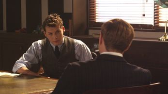 Still of James G. Nunn and Alex Robertson from LONDON WALL (2015)