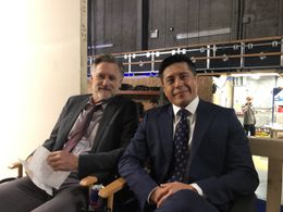 J. Eddie Martinez on set of “The Sinner” with Bill Pullman