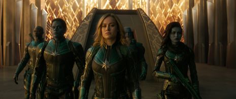Djimon Hounsou, Brie Larson, Rune Temte, Gemma Chan, and Algenis Perez Soto in Captain Marvel (2019)