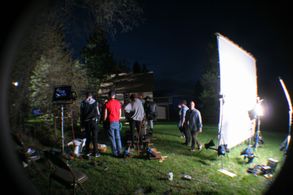 on set for The Luring