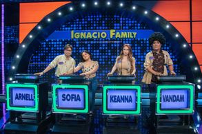 Sofia Ignacio, Arnel Ignacio, Keanna Reeves, and Aquilino Loverita in Family Feud Philippines (2022)