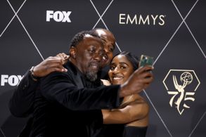 Edwin Lee Gibson, Lionel Boyce, and Ayo Edebiri at an event for The Bear (2022)