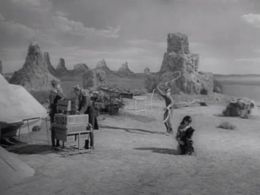June Lockhart, Angela Cartwright, Marta Kristen, Bill Mumy, and Judy the Chimpanzee in Lost in Space (1965)