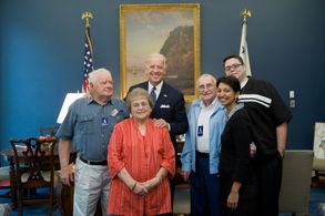 Jerry Mundy, Joan Gaudet, Vice Pres. Joe Biden, Bill Knight, Gita Pullapilly, Aron Gaudet