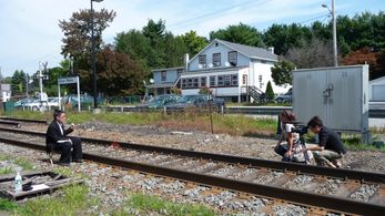 Katja Esson with Ferne Pearlstein, filming the poet Li Young