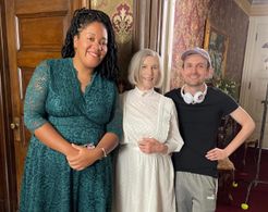 Lindsey McDowell, Nancy Loomis, and Parker Brennon on set for 'Hauntology'