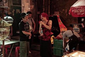 Director Sion Sono & Akihiro Kitamura on the set of TOKYO TRIBE.