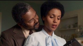 Night Catches Us actor/producer Ron Simons & Night Catches Us star Kerry Washington. Film still.