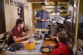 Stephen Schneider, Nicholas Coombe, Matreya Scarrwener, and Erica Tremblay in Imaginary Mary (2017)