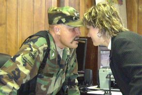 General Jernigan (Glen Jensen) squares off against Mayor Greenwell (Janet Mayson).