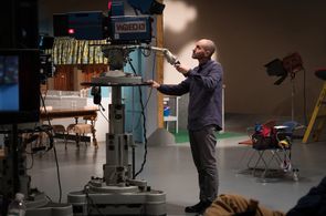 Jody Lee Lipes on the set of A Beautiful Day in the Neighborhood