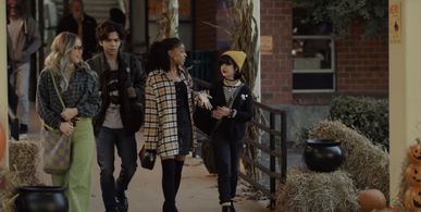 Holly J. Barrett, Myles Perez, Priah Ferguson, and Abi Monterey in The Curse of Bridge Hollow (2022)