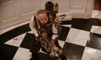 As steampunk mad scientist Cedric in 