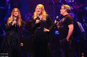 Sarah Jessica Parker, Victoria Clark, & Matthew Broderick at Broadway for Hillary Concert, Oct. 2016.