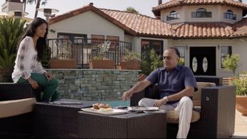 Still of Melanie Chandra & Rajit Kapur in For Here or To Go (2015)