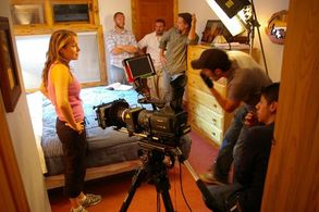 Kevin McClatchy, Aaron Platt, Brad Helmink, Camiren J. Romero, John Rauschelbach, and Elizabeth Kell in The Lodge (2008)