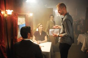 Nord Express cast with Director Stefan Kubicki (Konstanin Lavysh, Nina Zavarin, and Tamara Belousova)